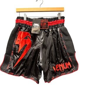 Venum Muay Thai Shorts Adult XXL Giant Black Red Activewear Combat Sports NEW